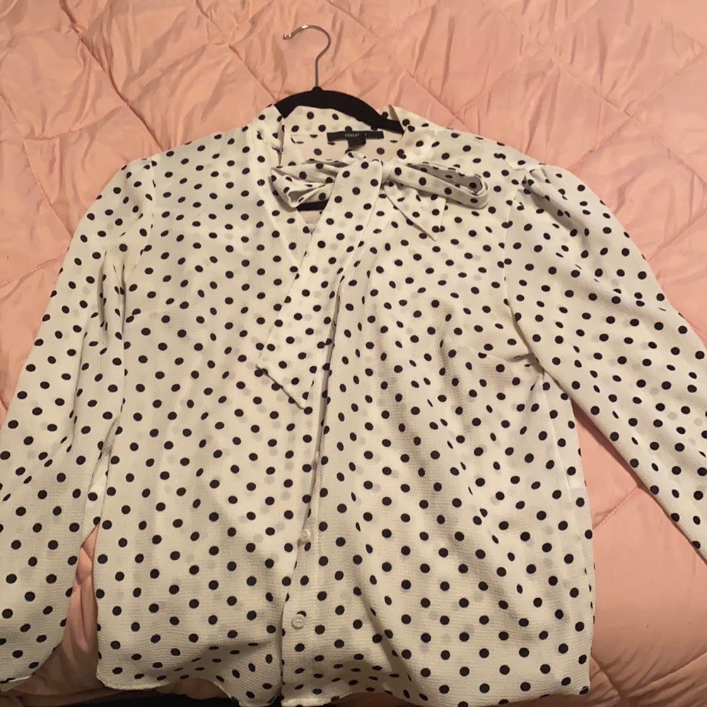 Polka dot white and black blouse